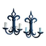 Paire d appliques en fer forg� lys de ch�teau fran�ais