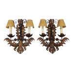 Paire d'appliques en fer forg  masques vnitiens