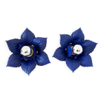 Paire d'appliques fleurs en métal bleu masca vintage Paire d'appliques fleurs en métal bleu masca vintage