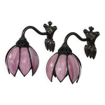 Paire d'applique mural en fer et patte de verre style tiffany Paire d'applique mural en fer et patte de verre style tiffany