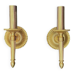 Paire d appliques murales anciennes en laiton dor� style classique