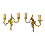 Paire d'appliques murales en bronze chandelier, style classique, louis xv