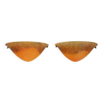 Paire d'appliques murales demi lune en pâte de verre orange bleu. années 80 Paire d'appliques murales demi lune en pâte de verre orange bleu. années 80
