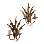 Paire d'appliques murales dores motif pi de bl anciennes
