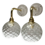 Paire d appliques murales globes en verre type tynell Paire d appliques murales globes en verre type tynell
