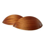 Paire d'appliques scandinaves en bois cintr� et parements de laiton, 1980