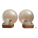 Paire d'appliques vintage globe verre bull par inda design space age