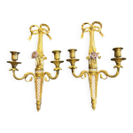 Paire d appliques du xixe en bronze et porcelaine Paire d appliques du xixe en bronze et porcelaine