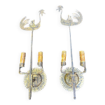 Paire d appliques zoomorphes brutalistes en fer forgé, années 50 Paire d appliques zoomorphes brutalistes en fer forgé, années 50