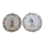 Paire d'assiettes anciennes faience de malicorne