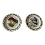 Paire d'assiettes � pain en fa�ence de gien  chanterelle