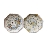 Paire d'assiettes rouen octogonales, signes ap