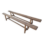 Paire de bancs de ferme en chne massif, xixme s.