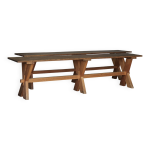 Paire de bancs rustiques de style ferme en bois de cerisier et de ch�ne, structure en x, ann�es 1940