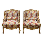 Paire de berg�res en bois dor�