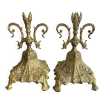 Paire de bougeoirs anciens en bronze