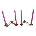 Paire de bougeoirs en bronze a 2 bras de lumires