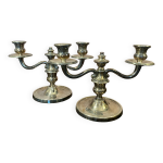 Paire bougeoirs bronze argent� auguste mourier