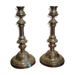 Paire de bougeoirs bronze argent style loui xiv fin 19 me