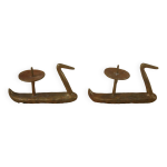 Paire bougeoirs en bronze laiton cygne design minimaliste antique mtal dor candlabres chandeliers