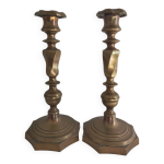 Paire de bougeoirs chandeliers 19me en bronze