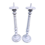Paire de bougeoirs / chandeliers anciens en bois Paire de bougeoirs / chandeliers anciens en bois