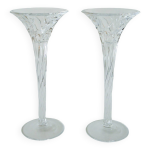 Paire de bougeoirs en cristal swirl signs j&g durand, 1950