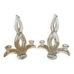 Paire de bougeoirs en cristal de vannes