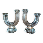 Paire de bougeoirs en cristal de vannes.