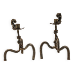 Paire de bougeoirs en fer forg brutaliste travail franais annes 50 60