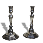 Paire de bougeoirs flambeaux bronze argent