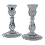 Paire de bougeoirs flambeaux, cristal d arques, modle longchamp