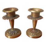 Paire de bougeoirs laiton antique dcoration campagne scandinave mtal dor chandeliers candlabres