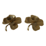 Paire de bougeoirs laiton chandeliers candlabres trfles mtal dor dcoration campagne bohme