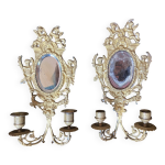 Paire bougeoir miroir bronze style louis 16 napolon