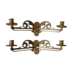 Paire bougeoirs muraux en laiton art nouveau chandeliers candlabre mtal cuivr dcoration murale