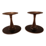 Paire bougeoirs noir laiton