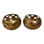 Paire de bougeoirs photophores c?urs en laiton