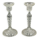 Paire de bougeoir en verre moul