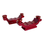 Paire de bougeoirs vintage en céramique rouge Paire de bougeoirs vintage en céramique rouge