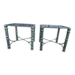 Paire de bouts de canapé métal et verre, tables basses Paire de bouts de canapé métal et verre, tables basses
