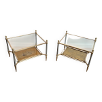 Paire de bouts de canap� de style n�oclassique en acier et laiton de la maison jansen