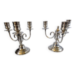 Paire de bouts de table (chandeliers) en mtal argent