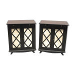 Paire de buffets en laque noire a decor de croisillons circa 1950