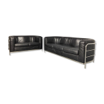 Paire de canaps vintage en cuir design italien