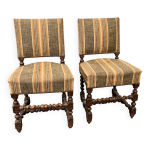 Paire de chaises anciennes style louis xiii à pieds torsadés Paire de chaises anciennes style louis xiii à pieds torsadés