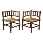 Paire de chaises d angle en bois tourn� 1950 s
