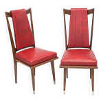 Paire de chaises art dco rouges, 1950