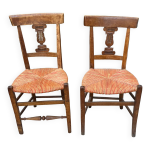 Paire de chaises assise en paille