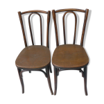 Paire de chaises bistrot bois courb anciennes